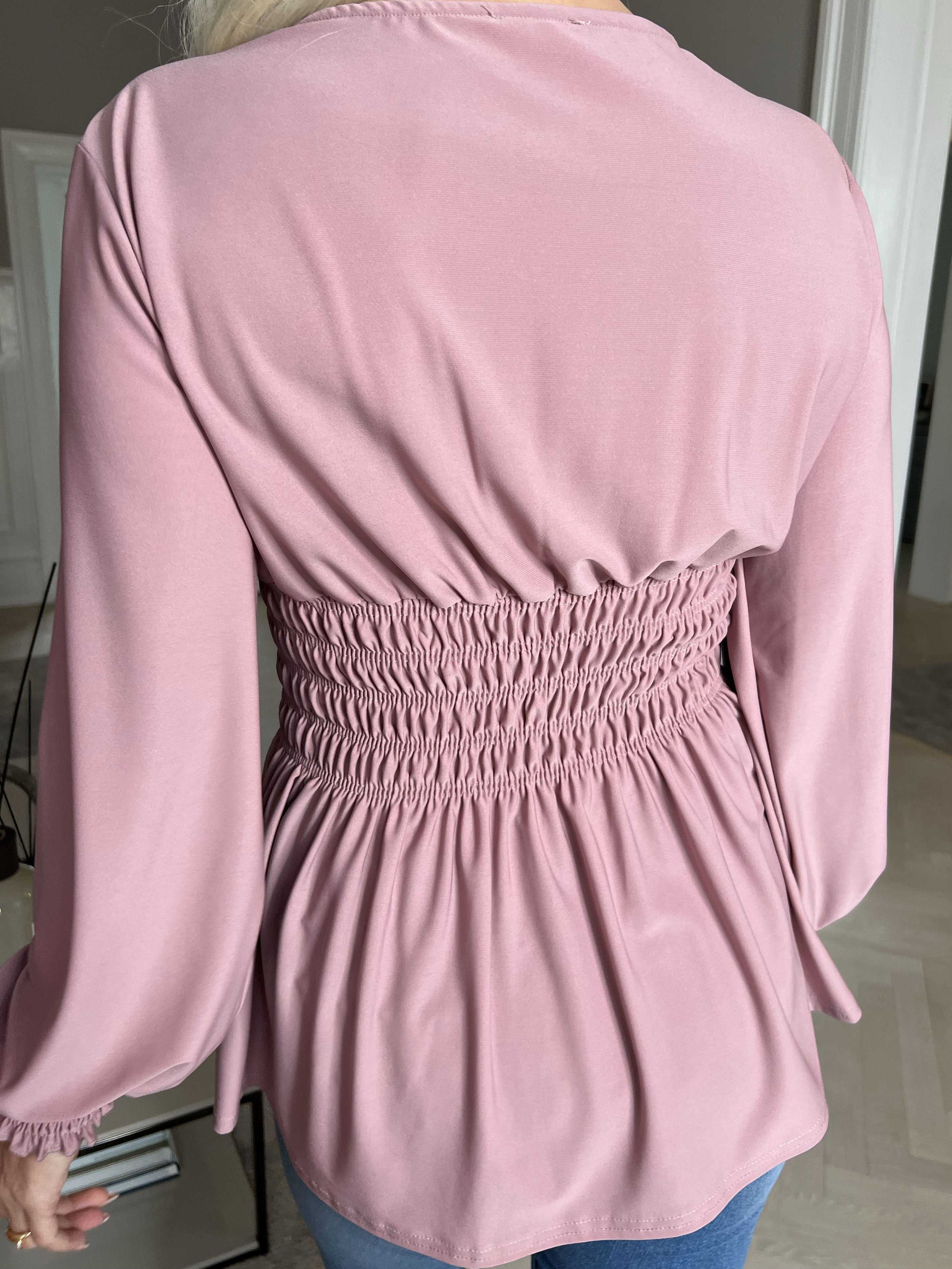 Pams Plain Shirt L/S - Bluse i elastisk stof med lange ærmer